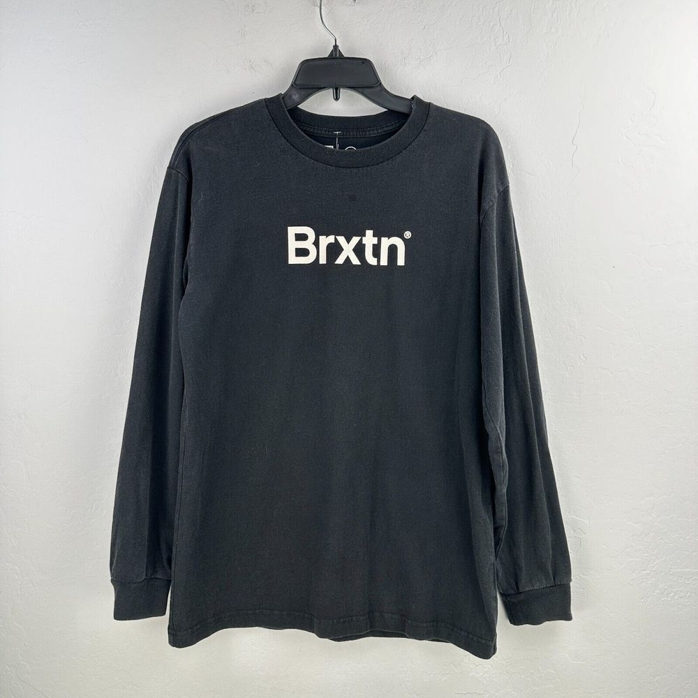 Brixton Lucas Beaufort Tshirt Mens M Black‎ White Cotton Brxtn Long Sleeve